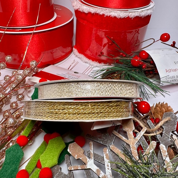Huge Christmas Craft Bundle — Red Ribbons, Picks, Sprays, Garland & Decor Lot - Picture 1 of 5